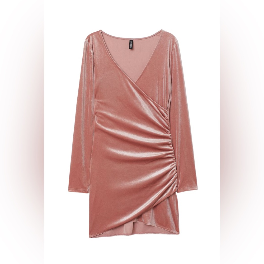 Divided by H&M | Long Sleeve Velour Cocktail Dress | Blush Pink | Women's 8